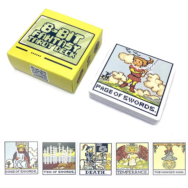 Tarot Cards Deck With Guidebook - ไพ่ทาโรต์แฟนตาซี 8 บิต สำหรับทำนายดวงชะตา เล่นในงานเลี้ยงครอบครัว เกมทำนายโชคชะตาสำหรับผู้เริ่มต้น