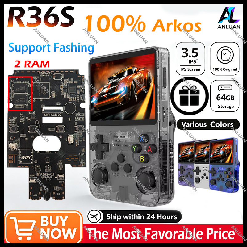 Retro Handheld Game Console R36S - เครื่องเล่นเกมพกพา R36S ของแท้ ระบบโอเพ่นซอร์ส ARKOS หน้าจอ