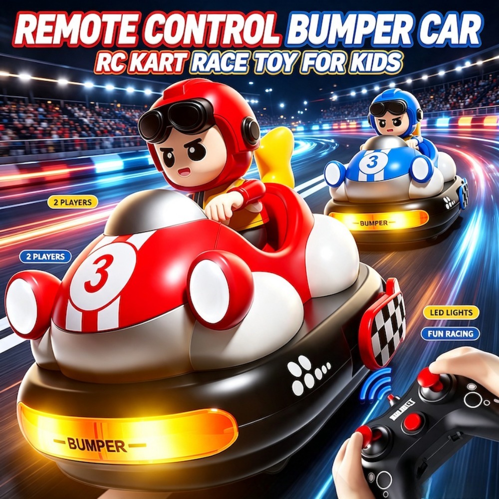 Remote Control Toys - รถแข่งคาร์ทบังคับวิทยุสำหรับสองผู้เล่น พร้อมฟังก์ชันดริฟต์ ระบบกันชนและดีดตัว เกมแข่งรถที่สมบูรณ์แบบสำหรับเป็นของขวัญวันเกิด