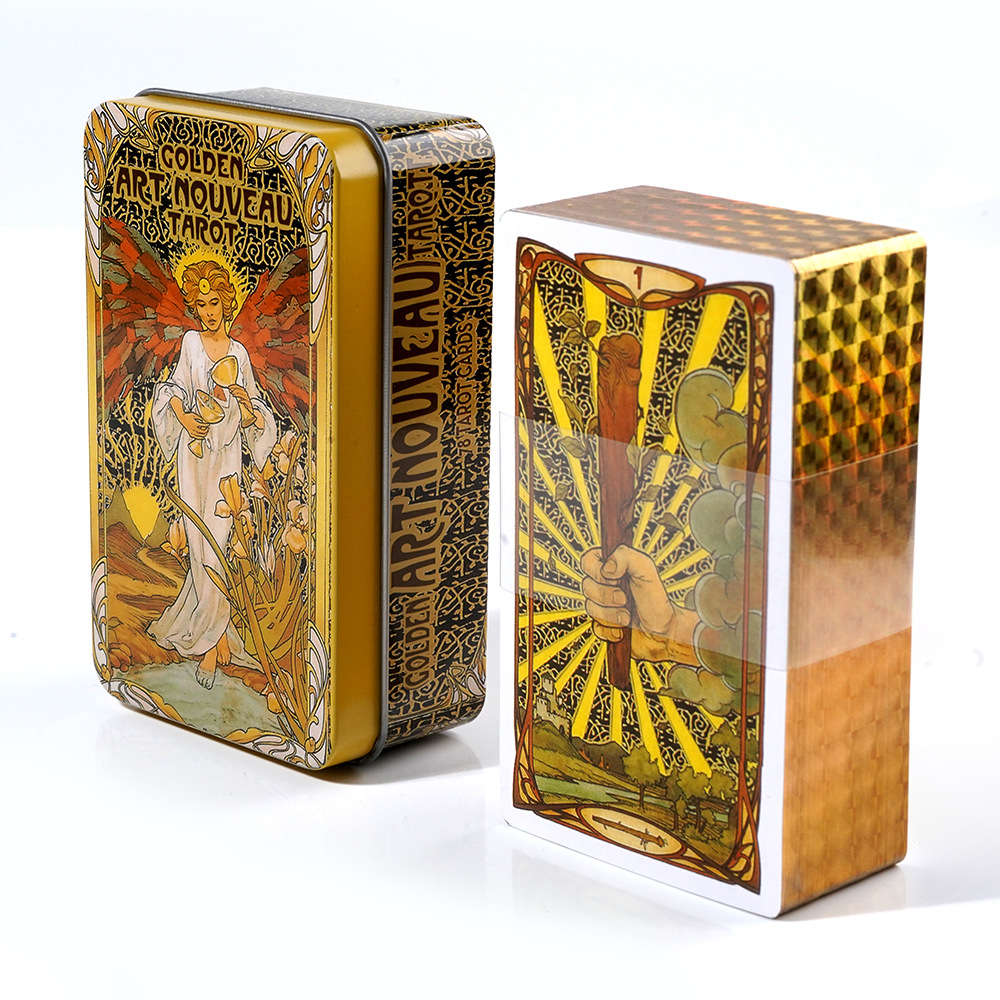 ไพ่ทาโรต์อาร์ตนูโวสีทองขนาด10. - Tarot Cards Deck With Guidebook บทวิจารณ์และราคา