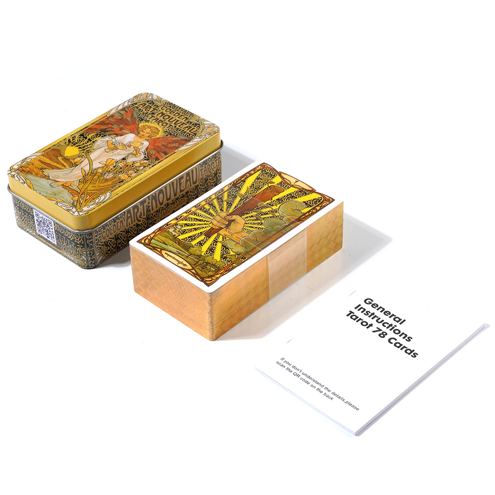 ไพ่ทาโรต์อาร์ตนูโวสีทองขนาด10. - Tarot Cards Deck With Guidebook บทวิจารณ์และราคา