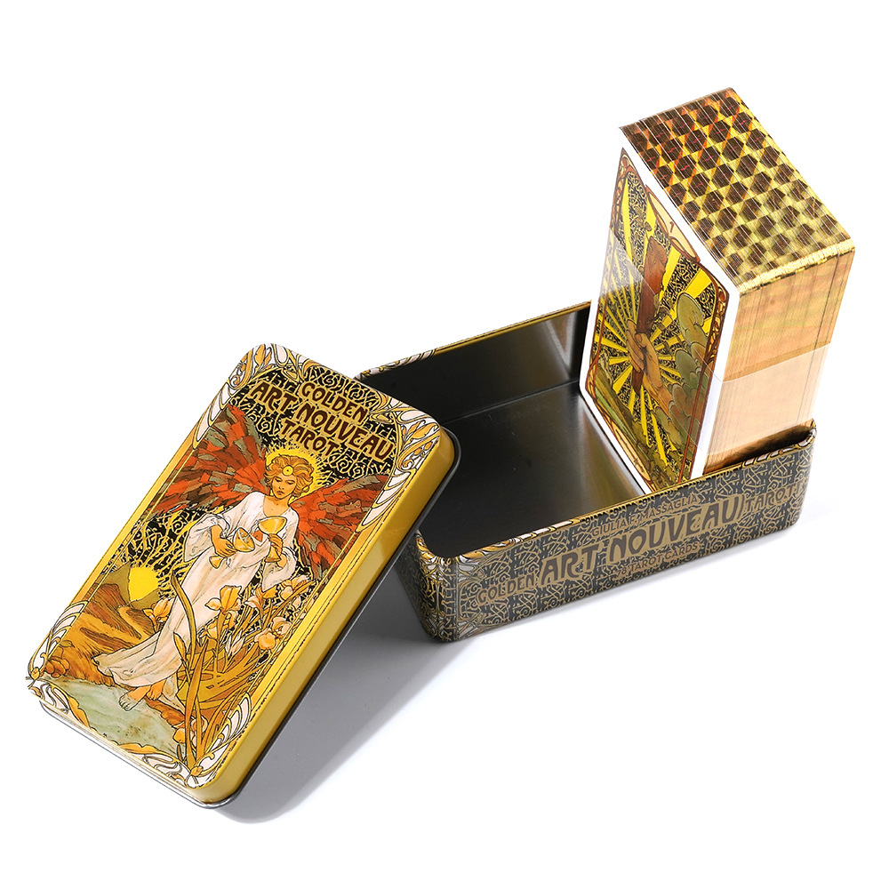 ไพ่ทาโรต์อาร์ตนูโวสีทองขนาด10. - Tarot Cards Deck With Guidebook บทวิจารณ์และราคา