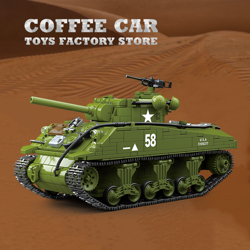 ตัวต่อรถถังขนาดกลาง M4A3 รถหุ้ - Lego Compatible Military Tank บทวิจารณ์และราคา